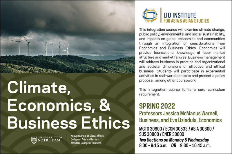 Use This Asia Spring 2022 Courses Climate Economics And Business Ethics