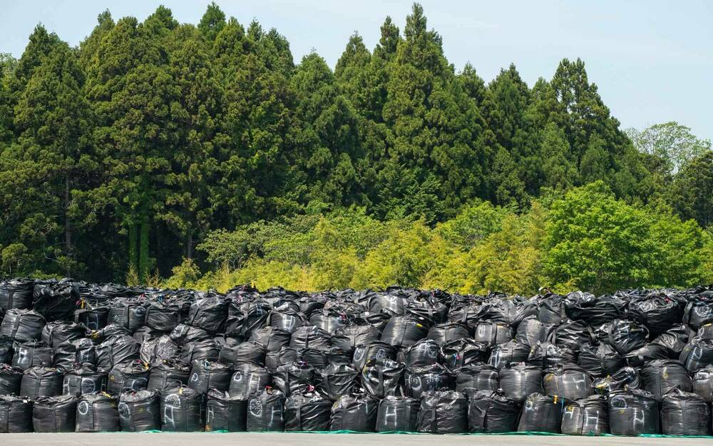 Piles Of Bags In Fukushima