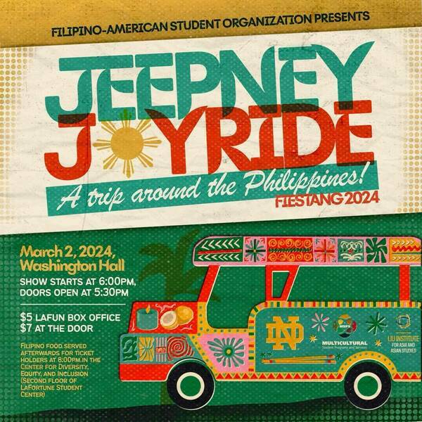 FASO ND presents Jeepney Joyride on March 2, 2024 at 6 p.m. in Washington Hall.